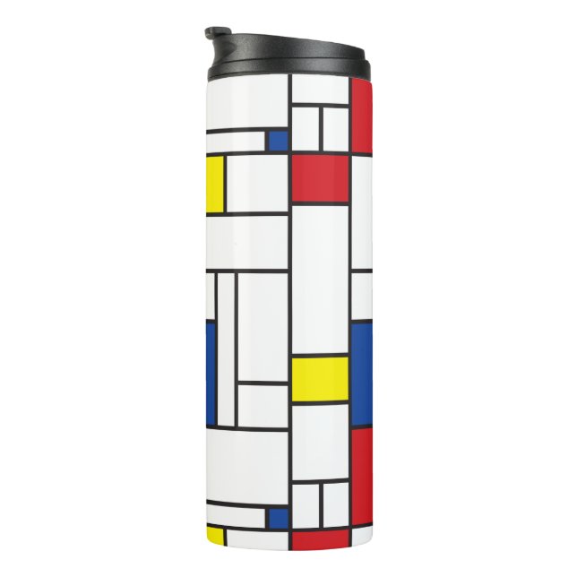 Mondrian Minimalistisch Geometric De Stijl Moderne Thermosbecher (Nach rechts gedreht)