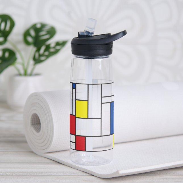 Mondrian Minimalistisch Geometric De Stijl Moderne Trinkflasche (Yoga)