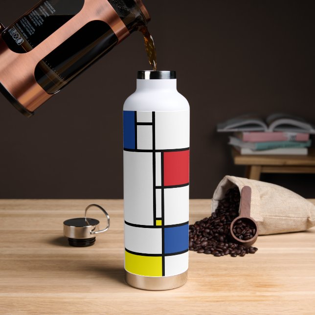 Mondrian Minimalistisch Geometric De Stijl Moderne Trinkflasche (Kaffee)