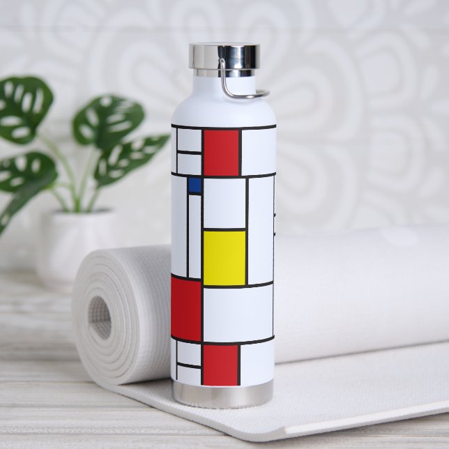 Mondrian Minimalistisch Geometric De Stijl Moderne Trinkflasche (Yoga)