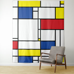 Mondrian Minimalistisch Geometric De Stijl Moderne Wandteppich