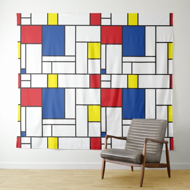 Mondrian Minimalistisch Geometric De Stijl Moderne Wandteppich (Beispiel (Horizontal))