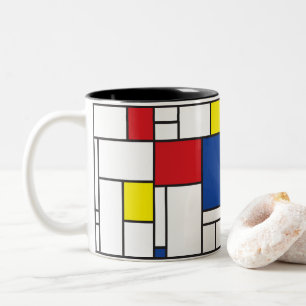 Mondrian Minimalistisch Geometric De Stijl Moderne Zweifarbige Tasse