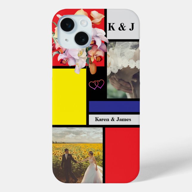 Mondrian Minimalistisch Geometric personalisiertes Case-Mate iPhone Hülle (Rückseite)