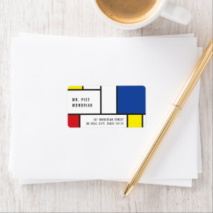 Mondrian Minimalistische Geometrische De-Stijl-Mod Adressaufkleber