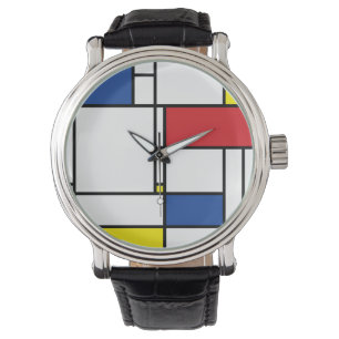 Mondrian Minimalistische Geometrische De-Stijl-Mod Armbanduhr