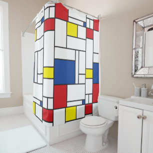 Mondrian Minimalistische Geometrische De-Stijl-Mod Duschvorhang