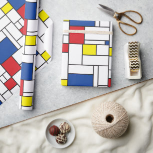 Mondrian Minimalistische Geometrische De-Stijl-Mod Geschenkpapier