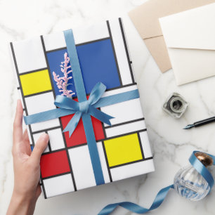 Mondrian Minimalistische Geometrische De-Stijl-Mod Geschenkpapier