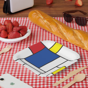 Mondrian Minimalistische Geometrische De-Stijl-Mod Pappteller