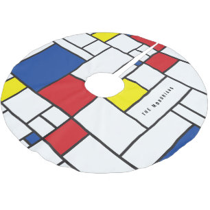 Mondrian Minimalistische Geometrische De Stijl Mod Polyester Weihnachtsbaumdecke