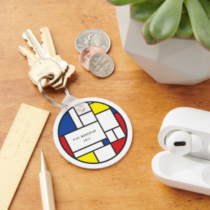 Mondrian Minimalistische Geometrische De-Stijl-Mod Schlüsselanhänger