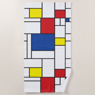 Mondrian Minimalistische Geometrische De-Stijl-Mod Strandtuch