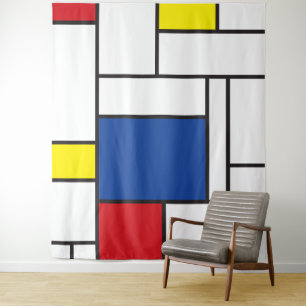 Mondrian Minimalistische Geometrische De-Stijl-Mod Wandteppich