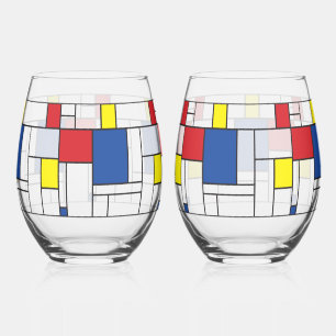 Mondrian Minimalistische Geometrische De-Stijl-Mod Weinglas Ohne Stiel