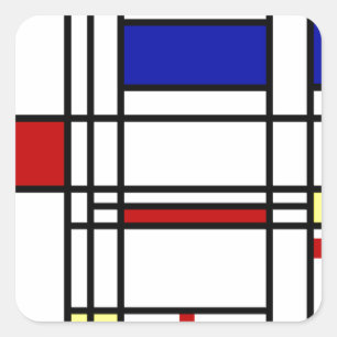 Mondrian Modern Art Quadratischer Aufkleber