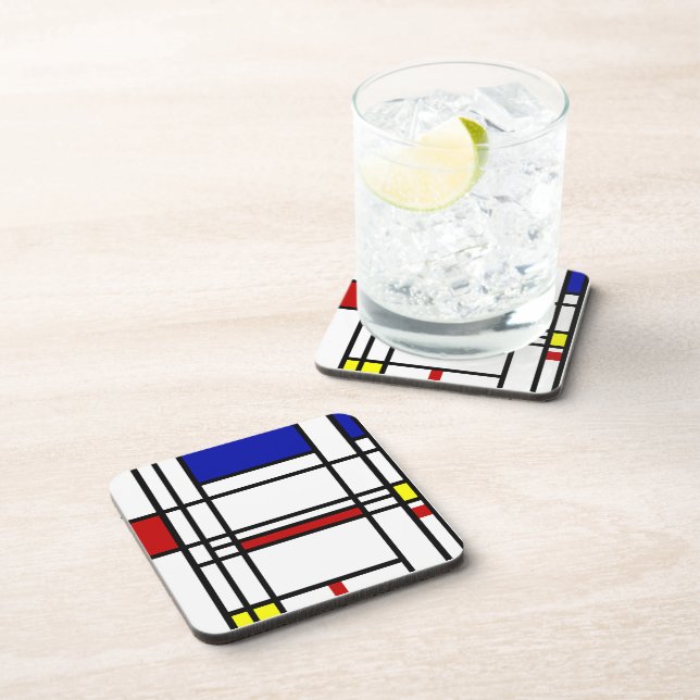 Mondrian moderne Kunst Getränkeuntersetzer (Rechte Seite)