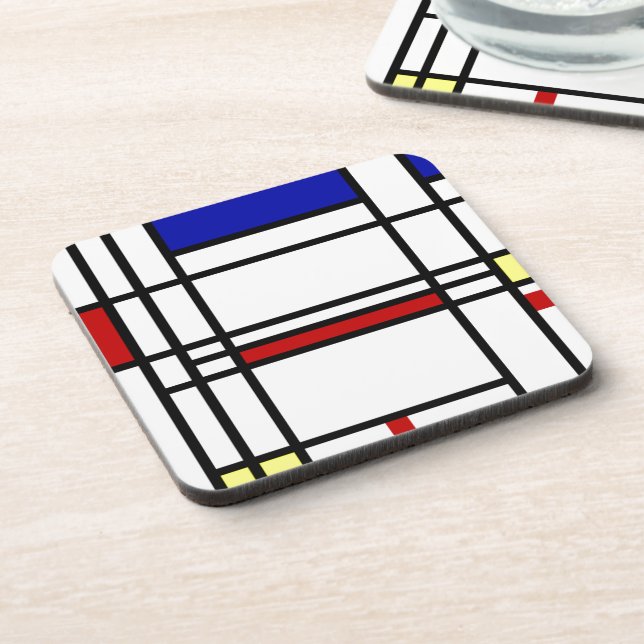 Mondrian moderne Kunst Getränkeuntersetzer (Linke Seite)