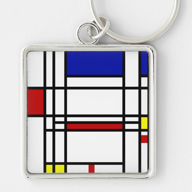 Mondrian moderne Kunst Schlüsselanhänger (Vorne)