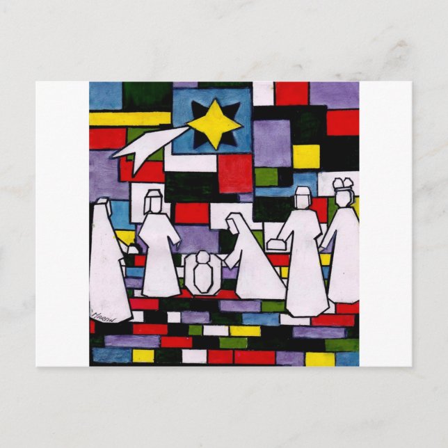 Mondrian Nativity - De Stijl - Neoplastizismus Postkarte (Vorderseite)