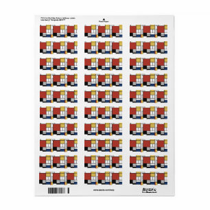 Mondrian Painting Red Flugzeug Yellow Black Gray B