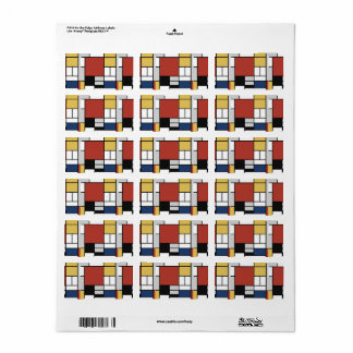Mondrian Painting Red Flugzeug Yellow Black Gray B Adressaufkleber