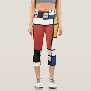 Mondrian Painting Red Flugzeug Yellow Black Gray B Capri Leggings