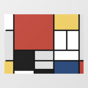 Mondrian Painting Red Flugzeug Yellow Black Gray B Fensteraufkleber