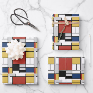 Mondrian Painting Red Flugzeug Yellow Black Gray B Geschenkpapier Set