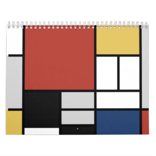 Mondrian Painting Red Flugzeug Yellow Black Gray B Kalender