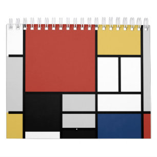 Mondrian Painting Red Flugzeug Yellow Black Gray B Kalender