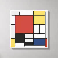 Mondrian Painting Red Flugzeug Yellow Black Gray B