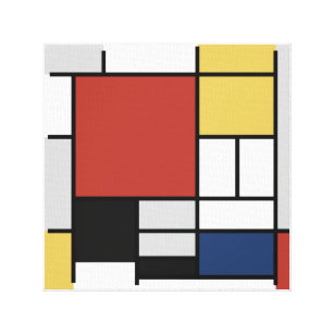 Mondrian Painting Red Flugzeug Yellow Black Gray B Leinwanddruck