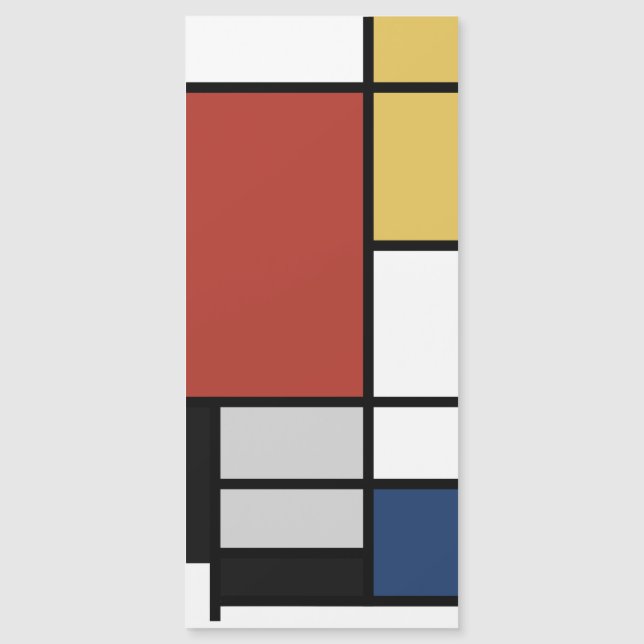 Mondrian Painting Red Flugzeug Yellow Black Gray B Magnetkarte (Vorderseite)