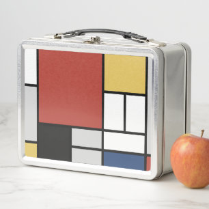 Mondrian Painting Red Flugzeug Yellow Black Gray B Metall Brotdose