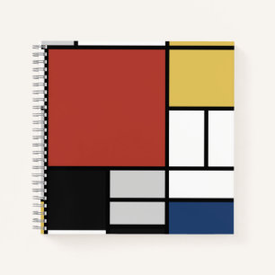 Mondrian Painting Red Flugzeug Yellow Black Gray B Notizbuch