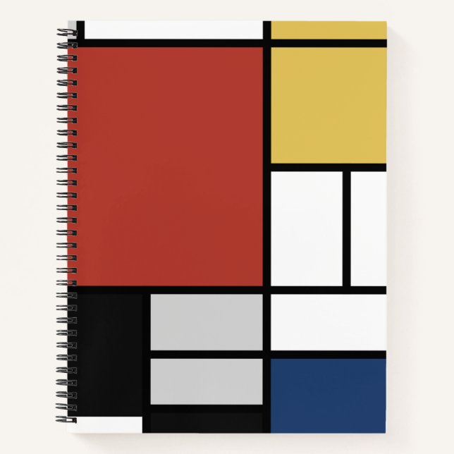Mondrian Painting Red Flugzeug Yellow Black Gray B Notizbuch (Vorderseite)