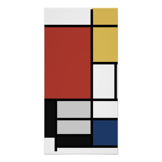 Mondrian Painting Red Flugzeug Yellow Black Gray B Poster (Vorderseite)