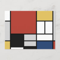 Mondrian Painting Red Flugzeug Yellow Black Gray B