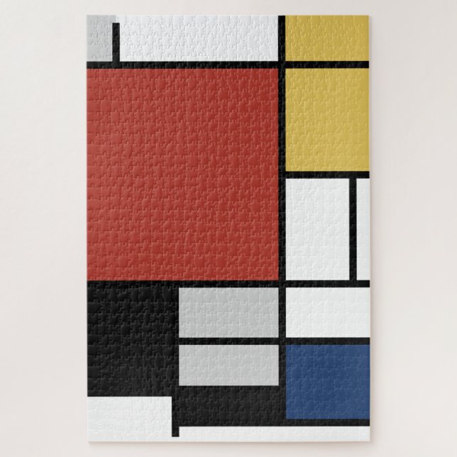 Mondrian Painting Red Flugzeug Yellow Black Gray B Puzzle (Vertikal)