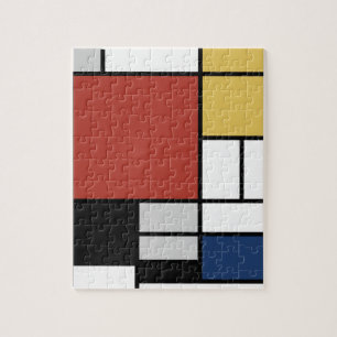 Mondrian Painting Red Flugzeug Yellow Black Gray B Puzzle