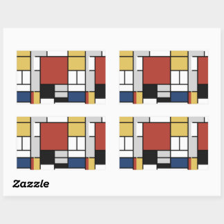 Mondrian Painting Red Flugzeug Yellow Black Gray B Rechteckiger Aufkleber