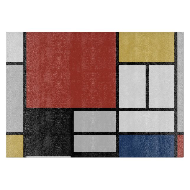 Mondrian Painting Red Flugzeug Yellow Black Gray B Schneidebrett (Vorderseite)