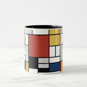 Mondrian Painting Red Flugzeug Yellow Black Gray B Zweifarbige Tasse
