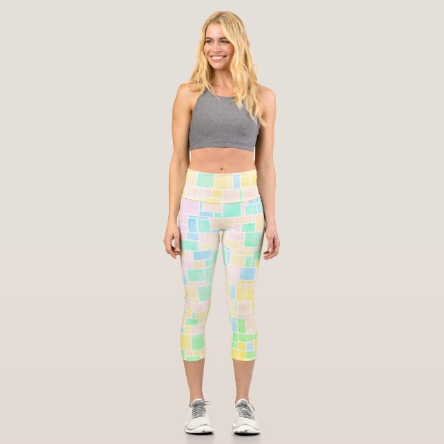 Mondrian Pastel 3 Capri Leggings (Vorderseite)