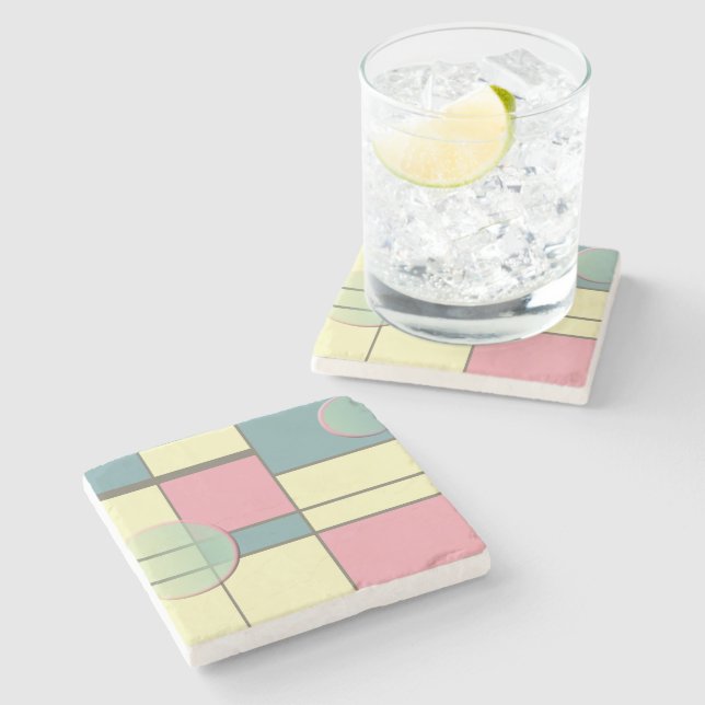 Mondrian & Pastell Steinuntersetzer (Seitenansicht)
