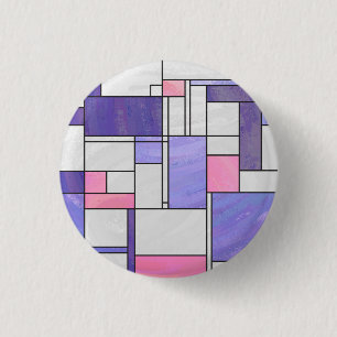 Mondrian Pink Lila White Print Button