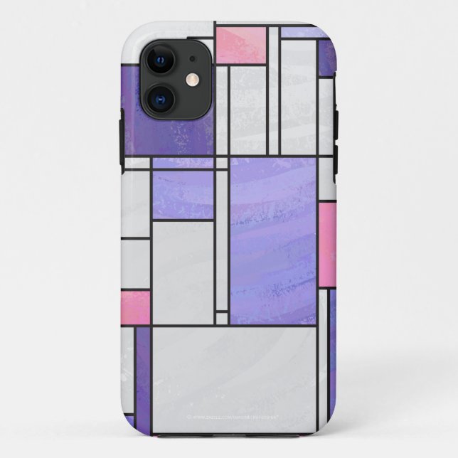 Mondrian Pink Lila White Print Case-Mate iPhone Hülle (Rückseite)