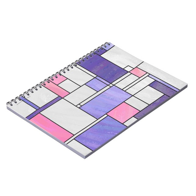 Mondrian Pink Lila White Print Notizblock (Linke Seite)