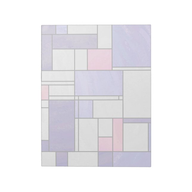 Mondrian Pink Lila White Print Notizblock (Rotiert)